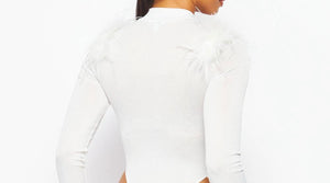 Feather Trim Bodysuit