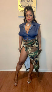 Side Slit Camouflage Skirt
