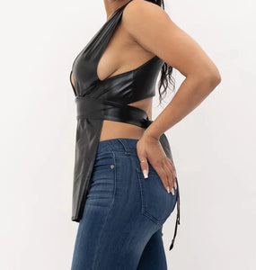 Foil Back Waist Tie Crop