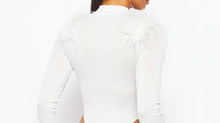 Feather Trim Bodysuit